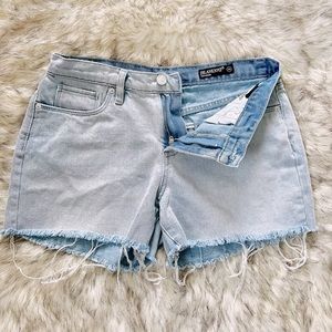 Revolve BlankNYC The Fulton | Light Wash Raw Hem Rigid Denim Shorts | Size 6